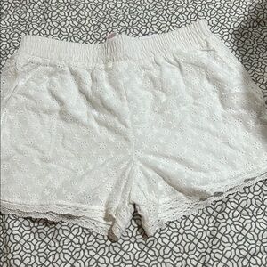 White Eyelet Lace Shorts